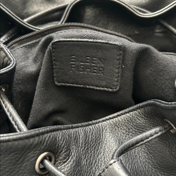 Eileen Fisher Black Leather Backpack with Tassels - Picture 2 of 11